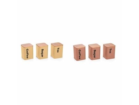 Puszka DKD Home Decor Metal Terakota Żółty Bambus Vintage (10 x 10 x 14,5 cm) (6 Sztuk)