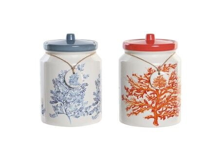 Łódź DKD Home Decor Niebieski Koral Fuksja Biały Dolomite (2 Sztuk) (15 x 15 x 22 cm)
