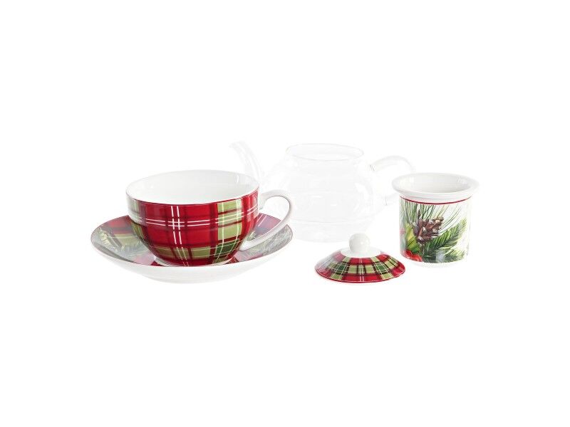 Dzbanek na herbatę DKD Home Decor 1 Kubek Filtr Szkło Porcelana (250 ml)