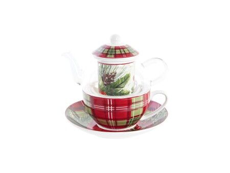 Dzbanek na herbatę DKD Home Decor 1 Kubek Filtr Szkło Porcelana (250 ml)