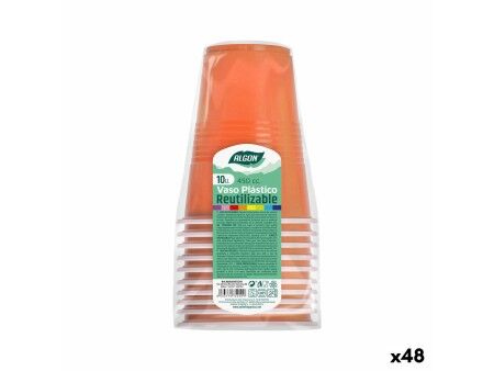 Zestaw szklanek wielokrotnego użytku Algon Pomarańczowy 48 Sztuk 450 ml (10 Części)