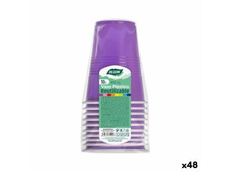 Zestaw szklanek wielokrotnego użytku Algon Fuksja 48 Sztuk 450 ml (10 Części)