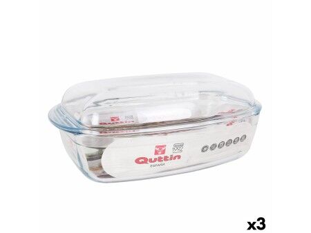 Garnek z Pokrywką Quttin   Przezroczysty 6,7 l Szkło 37 x 22 x 14,1 cm (3 Sztuk)