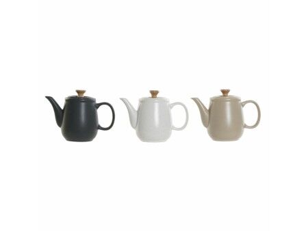 Dzbanek na herbatę DKD Home Decor Biały Beżowy Naturalny Ciemny szary Drewno kauczukowe Plastikowy Kamionka 1 L 23 x 12 x 16,5 c
