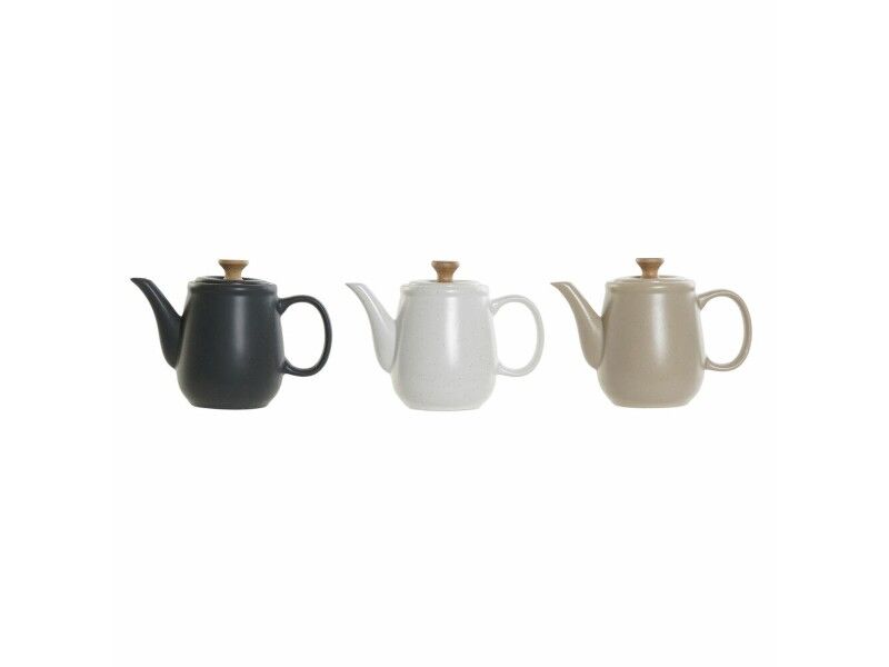 Dzbanek na herbatę DKD Home Decor Biały Beżowy Naturalny Ciemny szary Drewno kauczukowe Plastikowy Kamionka 1 L 23 x 12 x 16,5 c