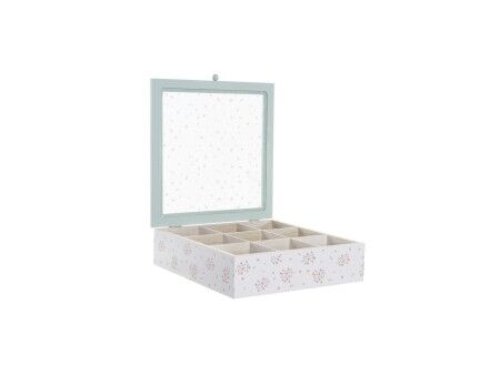 Pojemnik na Herbatę DKD Home Decor Żółty Czerwony Kolor Zielony Metal Szkło Drewno MDF 3 Części 24 x 24 x 7 cm