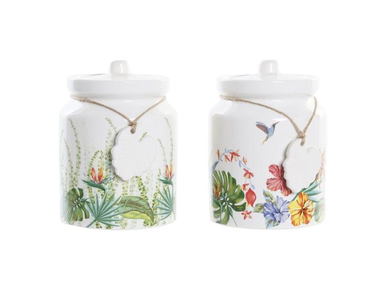 Łódź DKD Home Decor Ogród Wielokolorowy Tropikalny 15 x 15 x 21 cm (2 Sztuk)