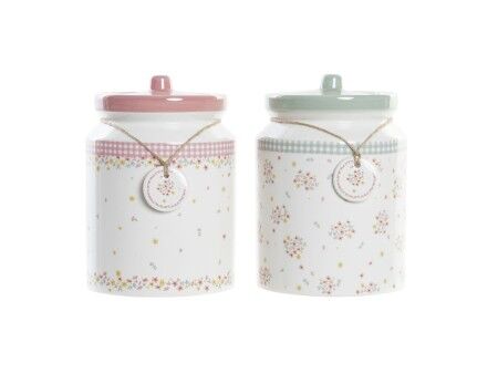 Łódź DKD Home Decor Kolor Zielony Różowy Vichy 15,5 x 15,5 x 21 cm (2 Sztuk)