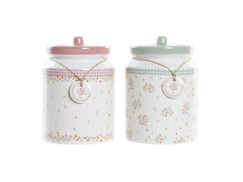 Łódź DKD Home Decor Kolor Zielony Różowy Vichy 15,5 x 15,5 x 21 cm (2 Sztuk)