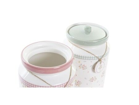Łódź DKD Home Decor Kolor Zielony Różowy Vichy 15,5 x 15,5 x 21 cm (2 Sztuk)