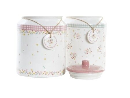 Łódź DKD Home Decor Kolor Zielony Różowy Vichy 15,5 x 15,5 x 21 cm (2 Sztuk)
