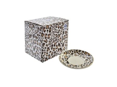 Dzbanek na herbatę DKD Home Decor Lampart Szkło Porcelana Brązowy Przezroczysty Biały (2 Sztuk)