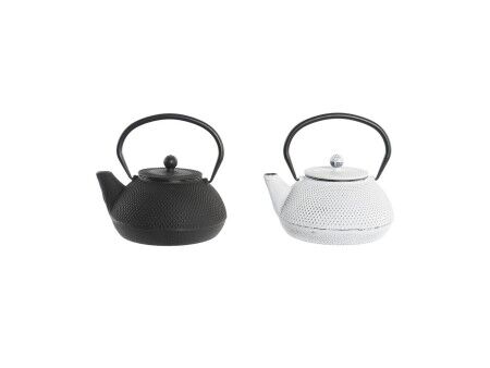 Dzbanek na herbatę DKD Home Decor Czarny Stal nierdzewna Biały (2 Sztuk)
