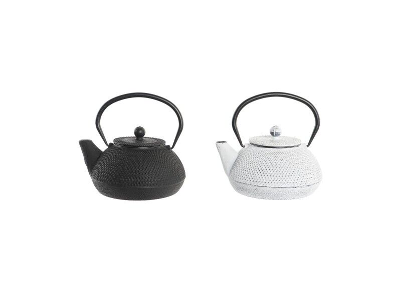 Dzbanek na herbatę DKD Home Decor Czarny Stal nierdzewna Biały (2 Sztuk)