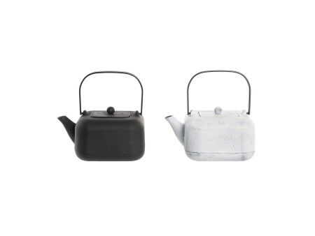 Dzbanek na herbatę DKD Home Decor Czarny Stal nierdzewna Biały 1,2 L (2 Sztuk)