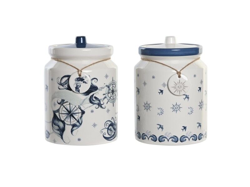 Łódź DKD Home Decor Niebieski 15 x 15 x 21 cm Biały Dolomite (2 Sztuk)