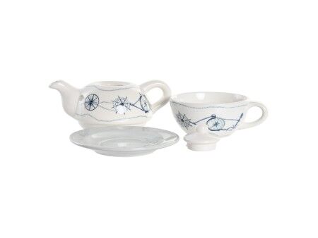 Serwis do Herbaty DKD Home Decor Niebieski Biały 750 ml Dolomite (3 Sztuk)
