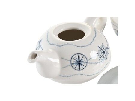 Serwis do Herbaty DKD Home Decor Niebieski Biały 750 ml Dolomite (3 Sztuk)