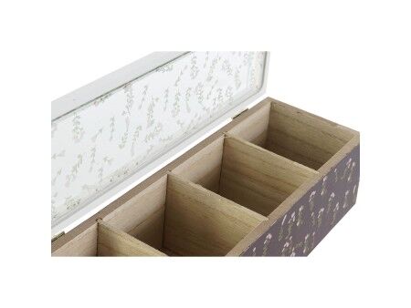 Pojemnik na Herbatę DKD Home Decor Kolor Zielony Musztarda Ceimnobrązowy Szkło Drewno MDF (4 Sztuk)