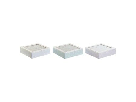 Pojemnik na Herbatę DKD Home Decor Niebieski Biały Kolor Zielony Liliowy Metal Szkło Drewno MDF (3 Sztuk)