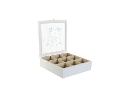 Pojemnik na Herbatę DKD Home Decor Niebieski Biały Kolor Zielony Liliowy Metal Szkło Drewno MDF (3 Sztuk)