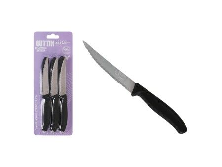 Zestaw Noży do Mięsa Quttin Czarny Srebrzysty 11 cm 6 Części (12 Sztuk)