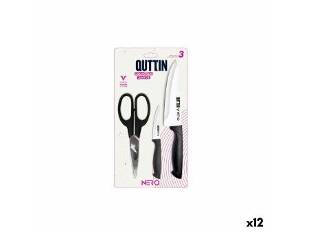 Zestaw Kuchenny Quttin Nero Czarny 3 Części (12 Sztuk)