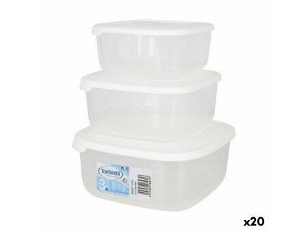 Set 3 Pojemników na Lunch Tontarelli Family Biały 20 x 20 x 9,4 cm (20 Sztuk)
