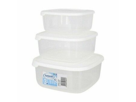 Set 3 Pojemników na Lunch Tontarelli Family Biały 20 x 20 x 9,4 cm (20 Sztuk)