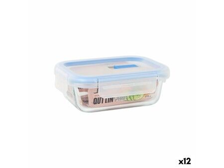 Hermetyczne pudełko na lunch Quttin Przezroczysty Prostokątny 375 ml (12 Sztuk)