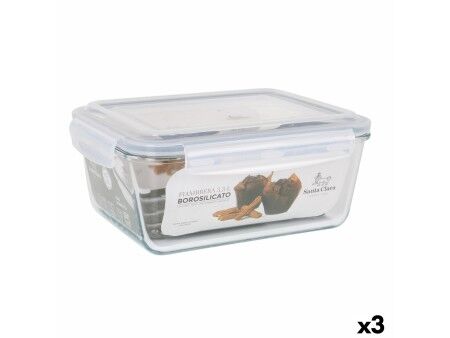 Hermetyczne pudełko na lunch Santa Clara Przezroczysty Prostokątny 3,5 L (3 Sztuk)