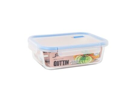 Hermetyczne pudełko na lunch Quttin Boho Przezroczysty Prostokątny 1,5 L (6 Sztuk)