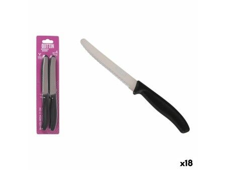 Zestaw noży Quttin Czarny Srebrzysty Stal nierdzewna 11 cm 4 Części (18 Sztuk)