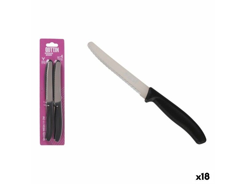 Zestaw noży Quttin Czarny Srebrzysty Stal nierdzewna 11 cm 4 Części (18 Sztuk)