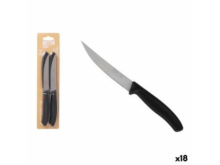 Zestaw Noży do Mięsa Quttin 11 cm Czarny Srebrzysty Stal nierdzewna 4 Części (18 Sztuk)