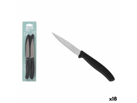 Zestaw Noży Obierająych Quttin Basic Czarny Srebrzysty Stal nierdzewna 9 cm 4 Części (18 Sztuk)