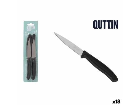 Zestaw Noży Obierająych Quttin Basic Czarny Srebrzysty Stal nierdzewna 9 cm 4 Części (18 Sztuk)