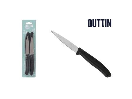 Zestaw Noży Obierająych Quttin Basic Czarny Srebrzysty Stal nierdzewna 9 cm 4 Części (18 Sztuk)