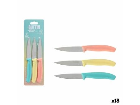 Zestaw Noży Obierająych Quttin Basic Wielokolorowy Stal nierdzewna 9 cm 3 Części (18 Sztuk)
