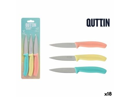 Zestaw Noży Obierająych Quttin Basic Wielokolorowy Stal nierdzewna 9 cm 3 Części (18 Sztuk)
