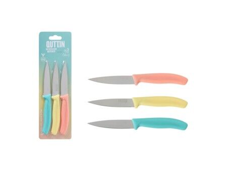 Zestaw Noży Obierająych Quttin Basic Wielokolorowy Stal nierdzewna 9 cm 3 Części (18 Sztuk)