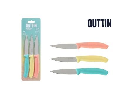 Zestaw Noży Obierająych Quttin Basic Wielokolorowy Stal nierdzewna 9 cm 3 Części (18 Sztuk)