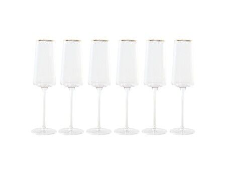 Płaski kieiszek do szampana Home ESPRIT Przezroczysty Złoty Szkło 400 ml (6 Sztuk)