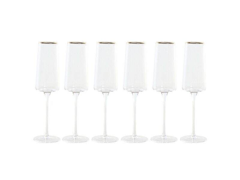 Płaski kieiszek do szampana Home ESPRIT Przezroczysty Złoty Szkło 400 ml (6 Sztuk)