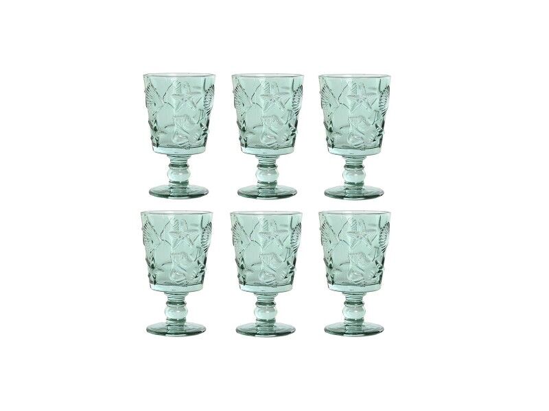 Zestaw kubków Home ESPRIT Turkusowy Szkło 345 ml (6 Sztuk)