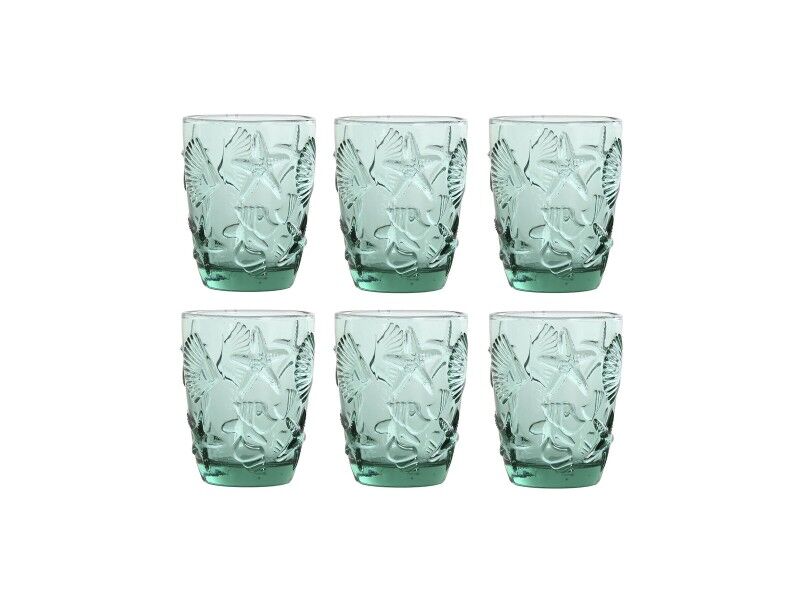 Zestaw kieliszków Home ESPRIT Turkusowy Szkło Śródziemnomorski Z reliefem 290 ml (6 Sztuk)