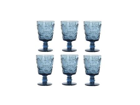 Zestaw kubków Home ESPRIT Niebieski Szkło 345 ml (6 Sztuk)
