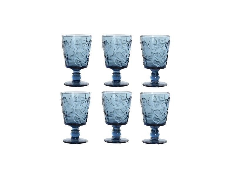 Zestaw kubków Home ESPRIT Niebieski Szkło 345 ml (6 Sztuk)