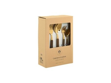 Zastawa stołowa Home ESPRIT Brązowy Złoty Stal nierdzewna ABS 17 x 7 x 24 cm 20 Części