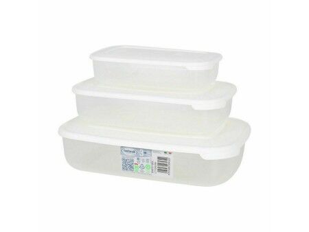 Set 3 Pojemników na Lunch Tontarelli Family Biały Prostokątny 29,6 x 19,8 x 7,7 cm (20 Sztuk)